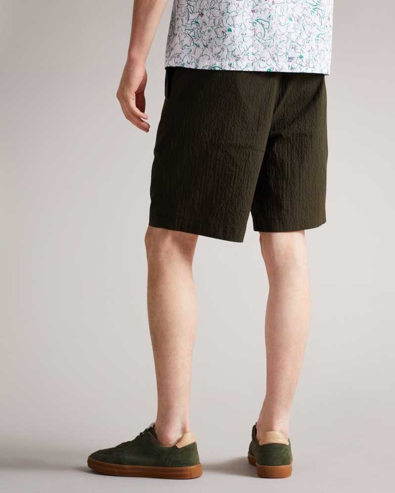 Khaki Ted Baker Keelby Seersucker Short | US0000661