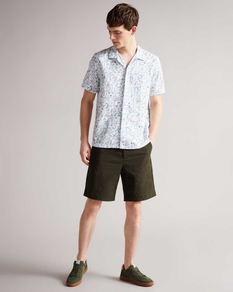 Khaki Ted Baker Keelby Seersucker Short | US0000661