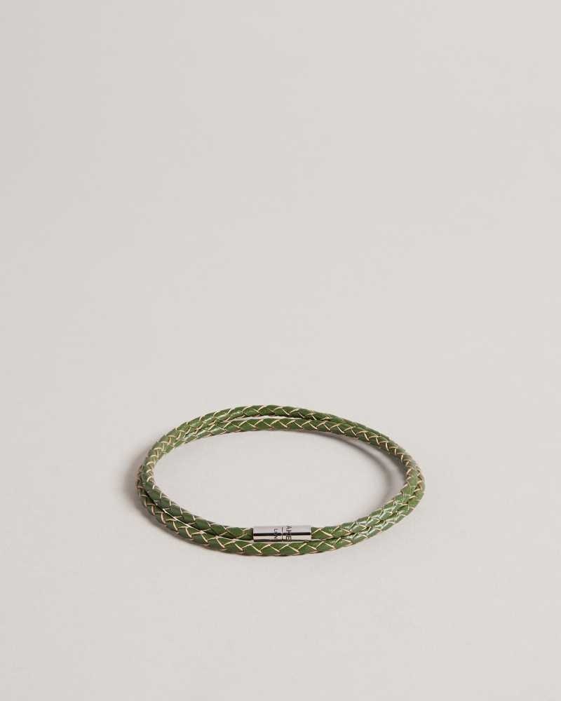 Khaki Ted Baker Ppound Woven Bracelet | US0001966