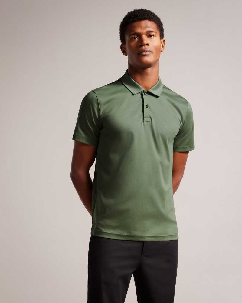 Khaki Ted Baker Zeiter Short Sleeve Slim Fit Polo Shirt | US0000558