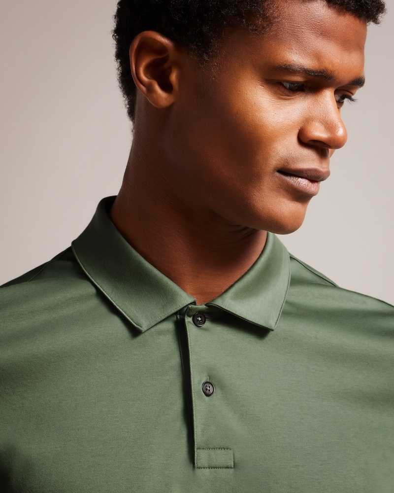 Khaki Ted Baker Zeiter Short Sleeve Slim Fit Polo Shirt | US0000558