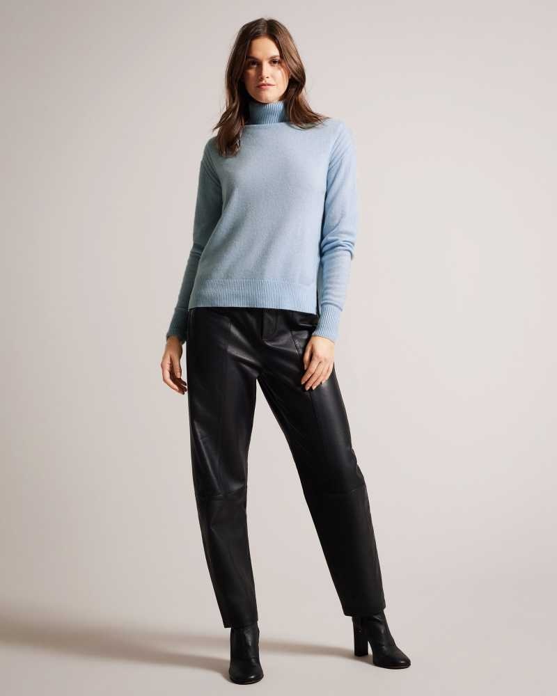 Light Blue Ted Baker Ruthell Organic Cashmere Roll Neck Jumper | US0000324