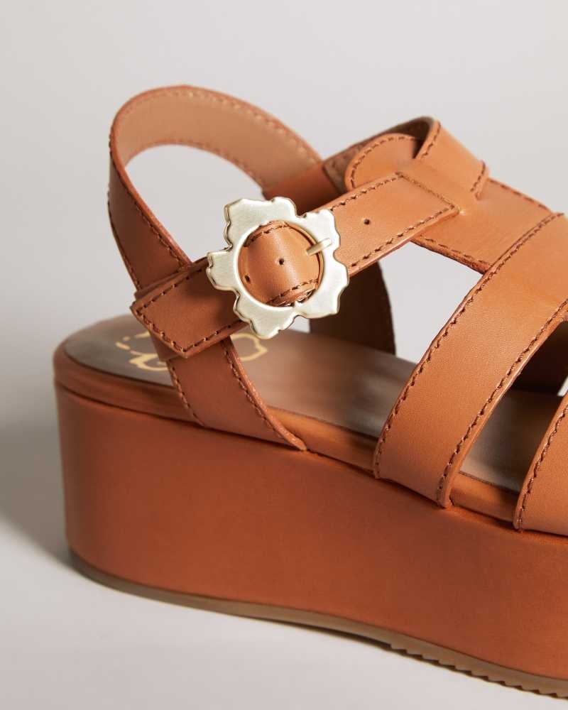 Light Brown Ted Baker Ffayeta Leather Fisherman Platform Sandals | US0002125