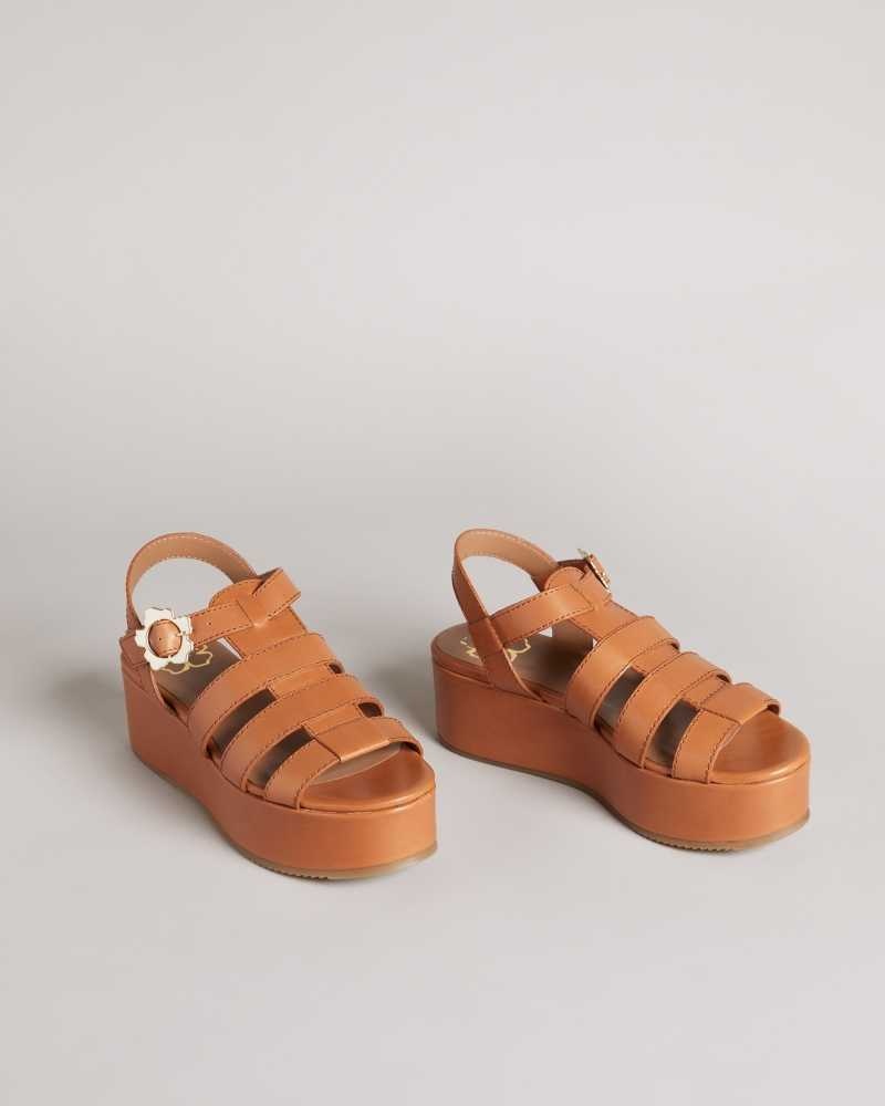 Light Brown Ted Baker Ffayeta Leather Fisherman Platform Sandals | US0002125