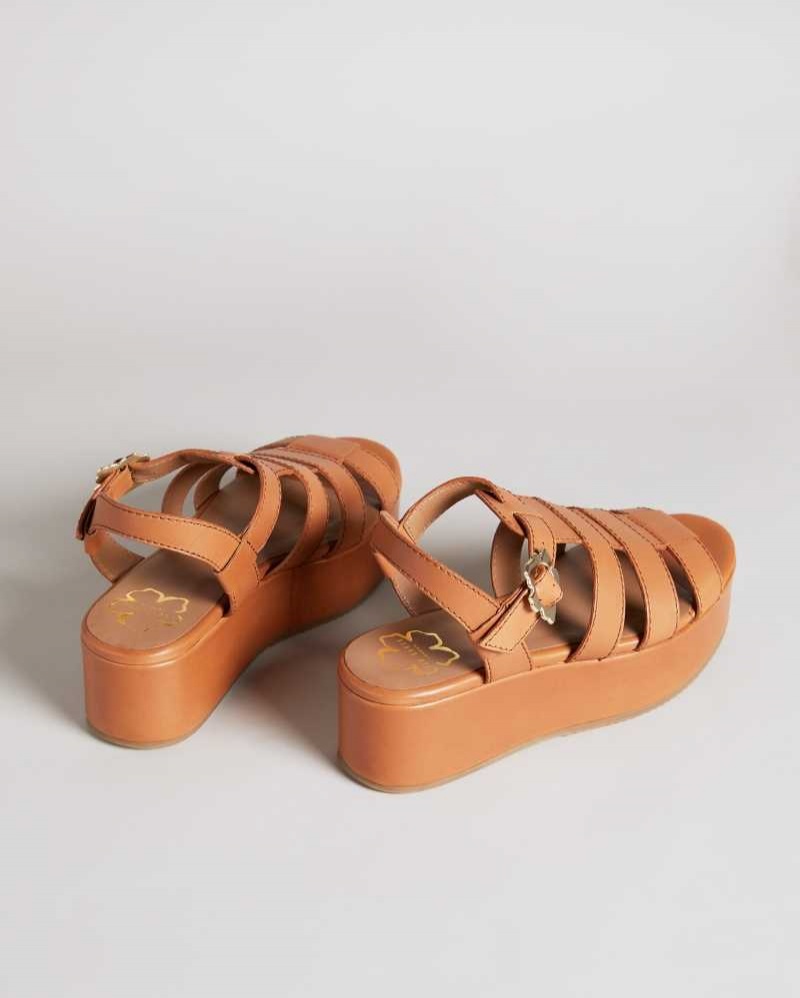 Light Brown Ted Baker Ffayeta Leather Fisherman Platform Sandals | US0002125