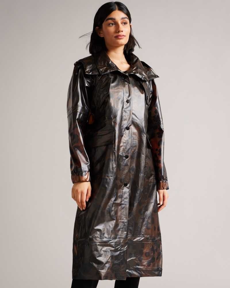 Light Brown Ted Baker Rosalei Printed Rain Mac Jackets | US0000278