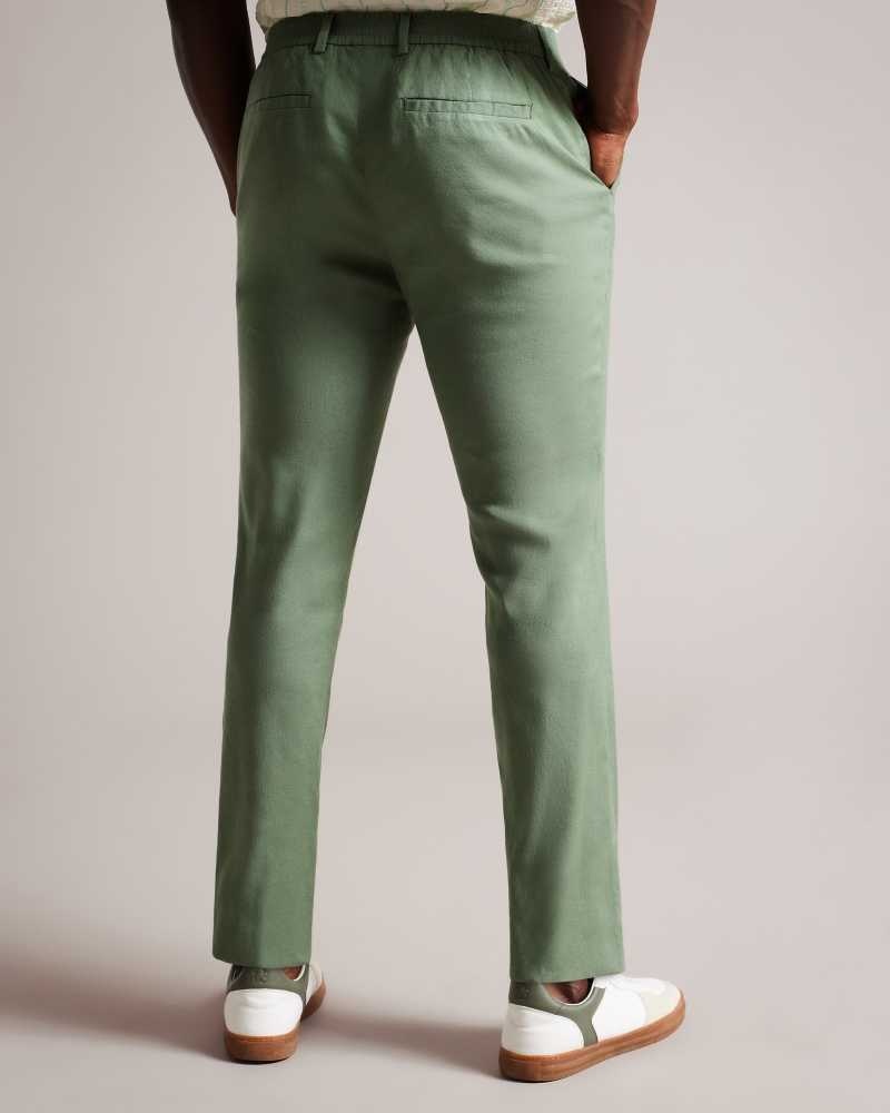 Light Green Ted Baker Kimmel Linen Blend Elasticated Trousers | US0001166