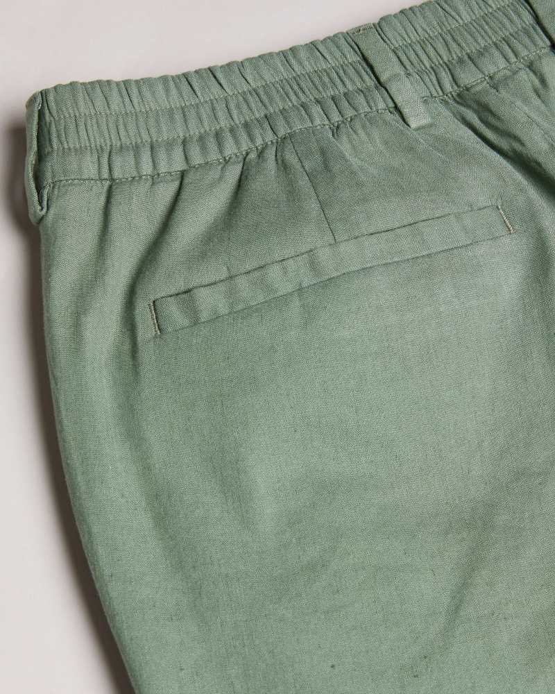 Light Green Ted Baker Kimmel Linen Blend Elasticated Trousers | US0001166