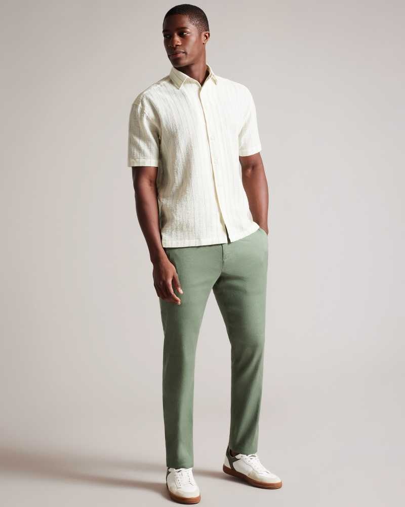 Light Green Ted Baker Kimmel Linen Blend Elasticated Trousers | US0001166