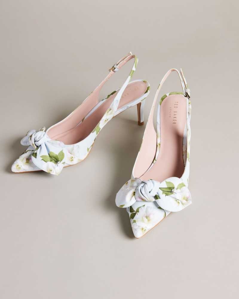 Light Green Ted Baker Krili Floral Slingback Court Heels | US0002110