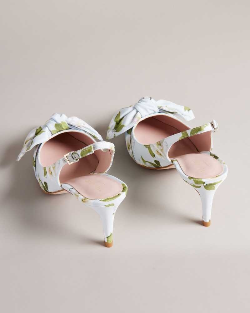 Light Green Ted Baker Krili Floral Slingback Court Heels | US0002110