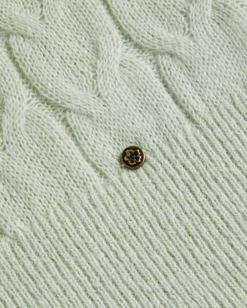 Light Green Ted Baker Veolaa Wool And Mohair Blend Cable Knit Jumper | US0000348