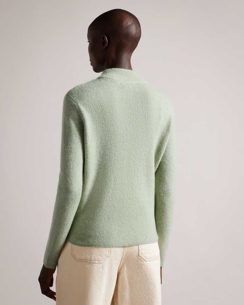 Light Green Ted Baker Veolaa Wool And Mohair Blend Cable Knit Jumper | US0000348