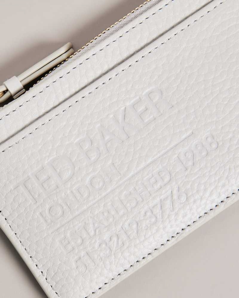 Light Grey Ted Baker Delfie Webbing Zip Leather Card Holder Cardholders | US0001405