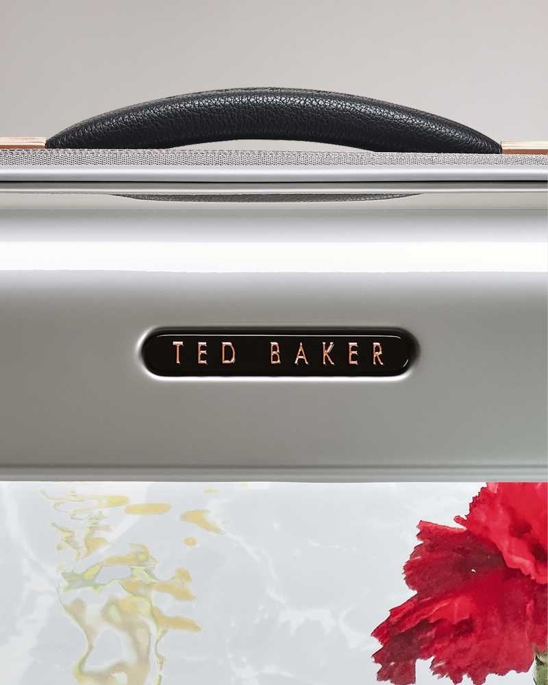 Light Grey Ted Baker Gusto Watercolour Floral Small Trolley Case | US0001474