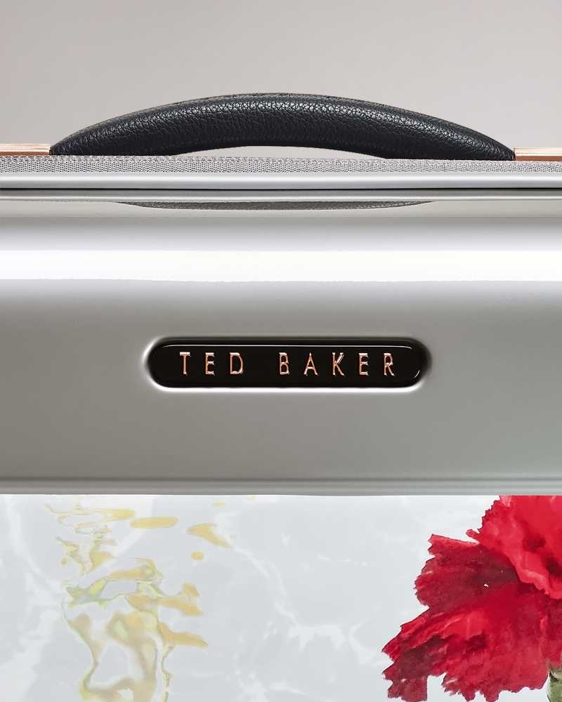 Light Grey Ted Baker Guston Watercolour Floral Large Trolley Case | US0001482