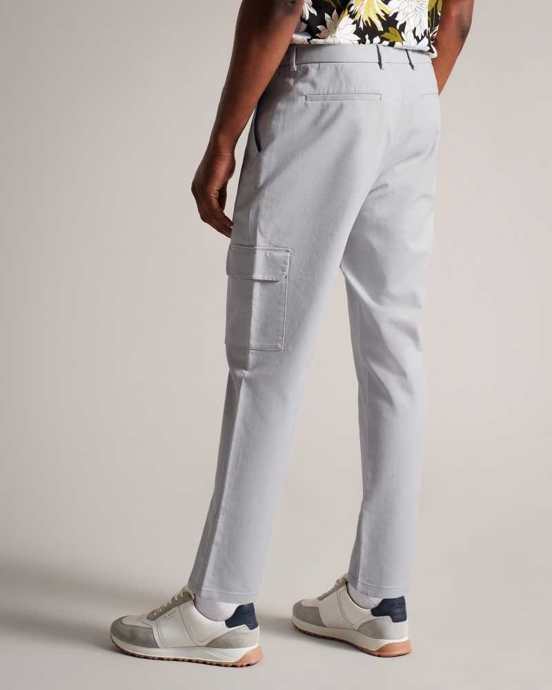 Light Grey Ted Baker Mikel Slim Fit Cargo Trousers | US0001106