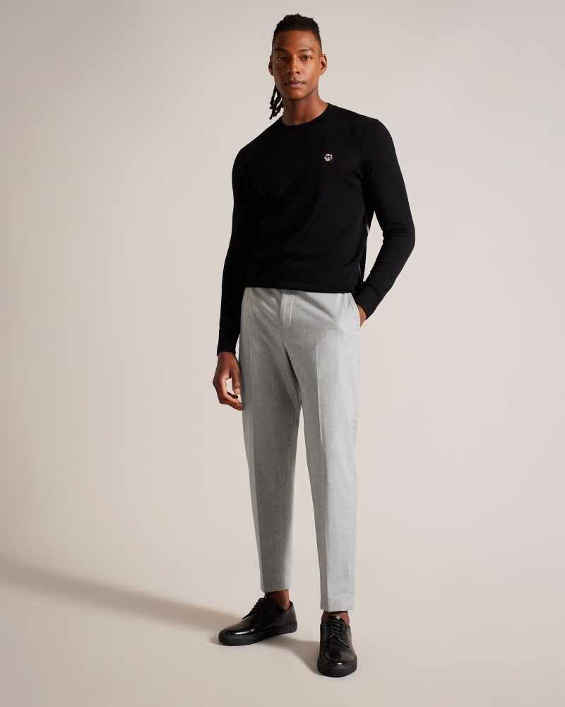 Light Grey Ted Baker Quanto Tapered Herringbone Trousers | US0001086