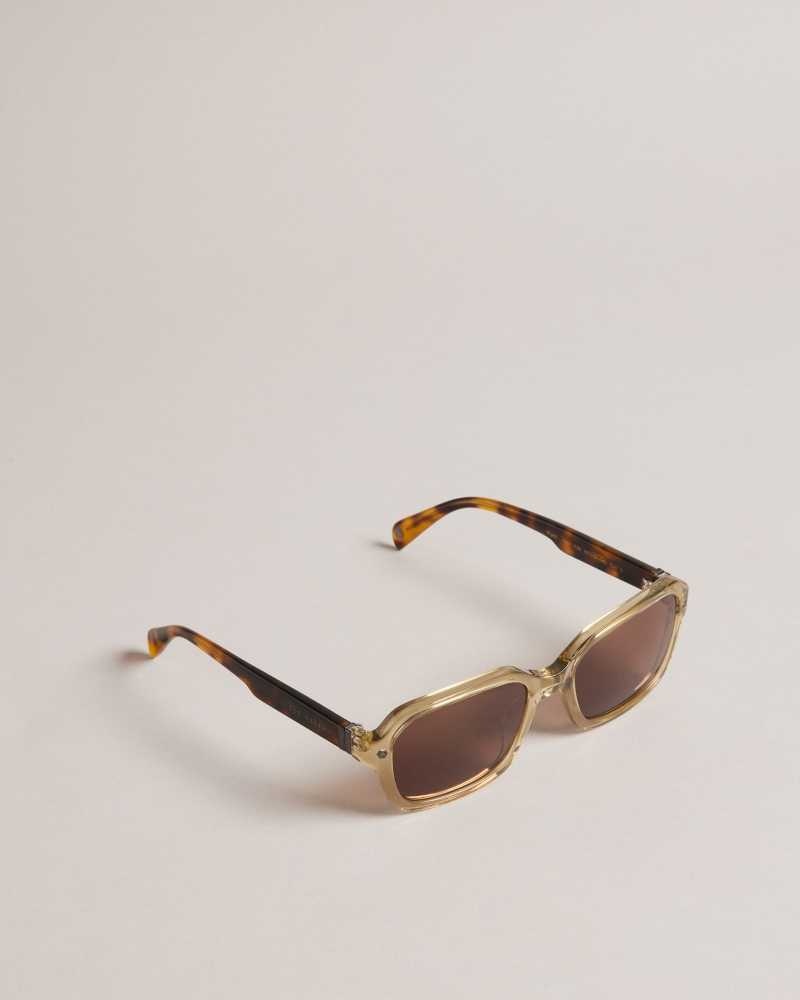 Light Grey Ted Baker Wyattee Rectangle Tortoiseshell Arm Sunglasses | US0001992