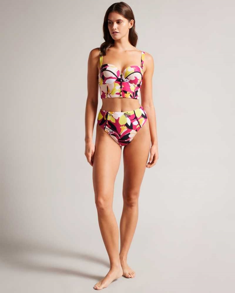 Light Nude Ted Baker Margieh Longline Abstract Cupped Bikini Top | US0000804