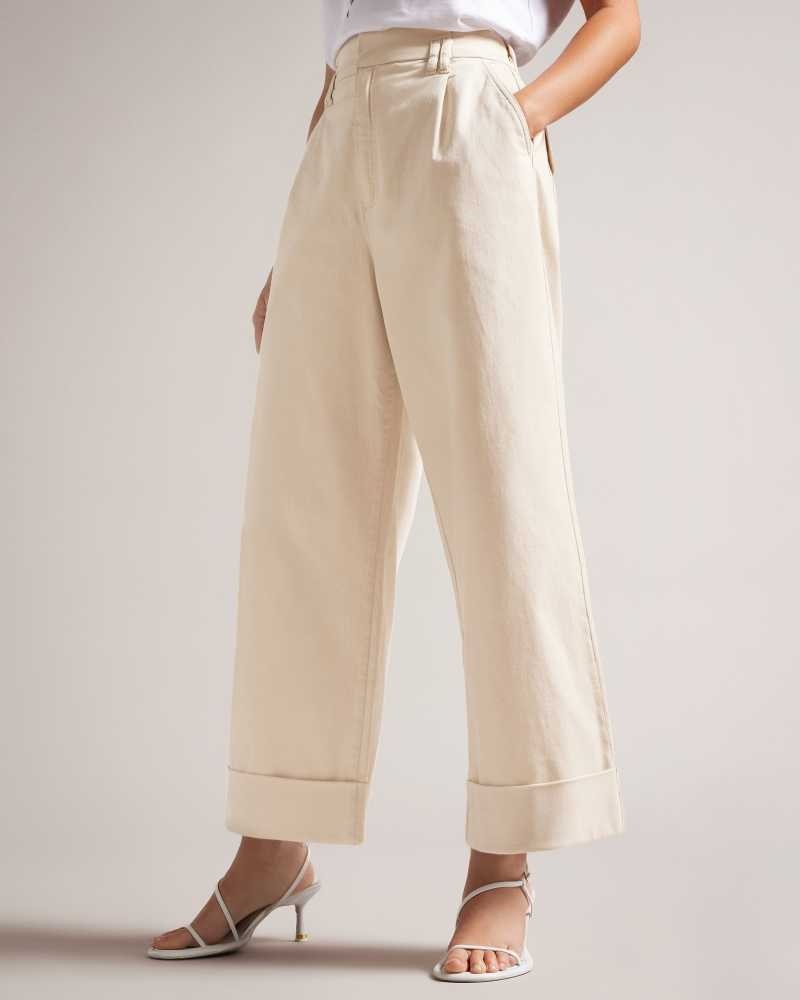 Light Nude Ted Baker Steviey Wide Leg Tailored Trousers | US0001116