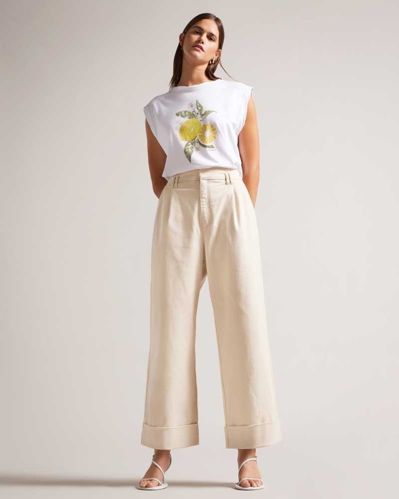 Light Nude Ted Baker Steviey Wide Leg Tailored Trousers | US0001116