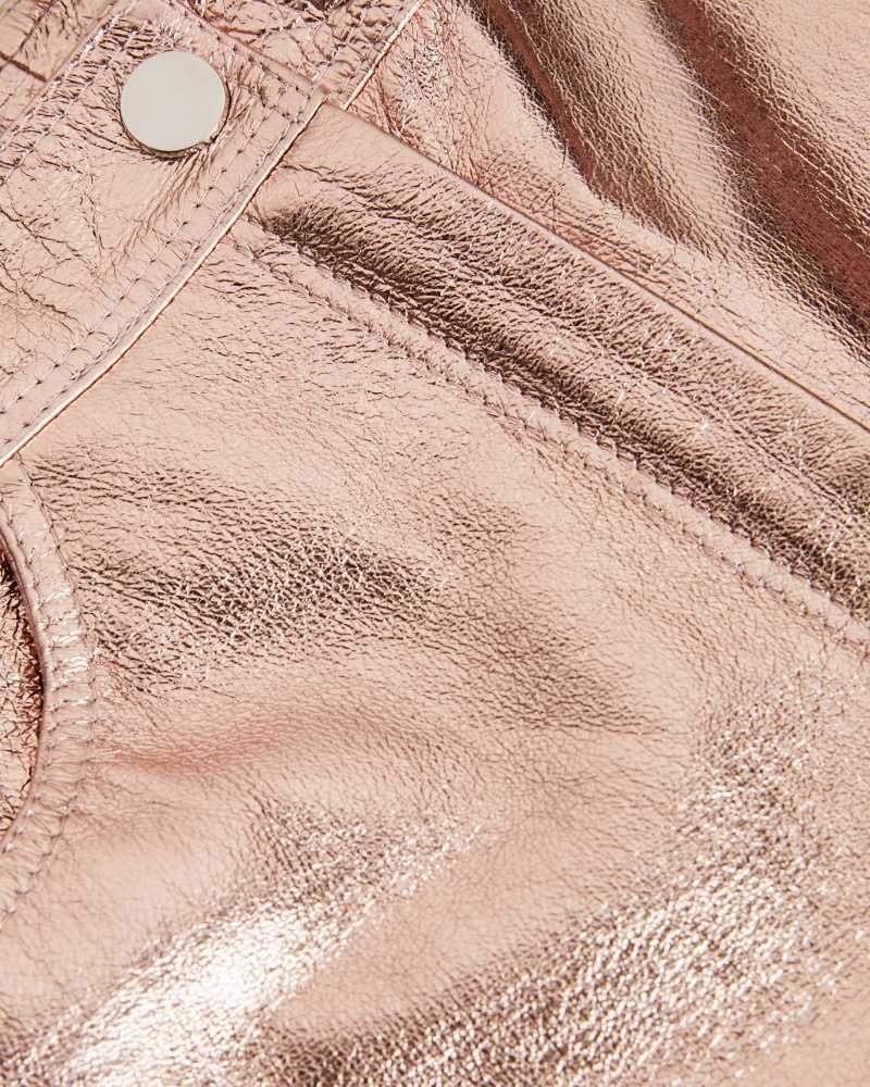 Light Pink Ted Baker Ailsaa Metallic Leather Trousers | US0001148