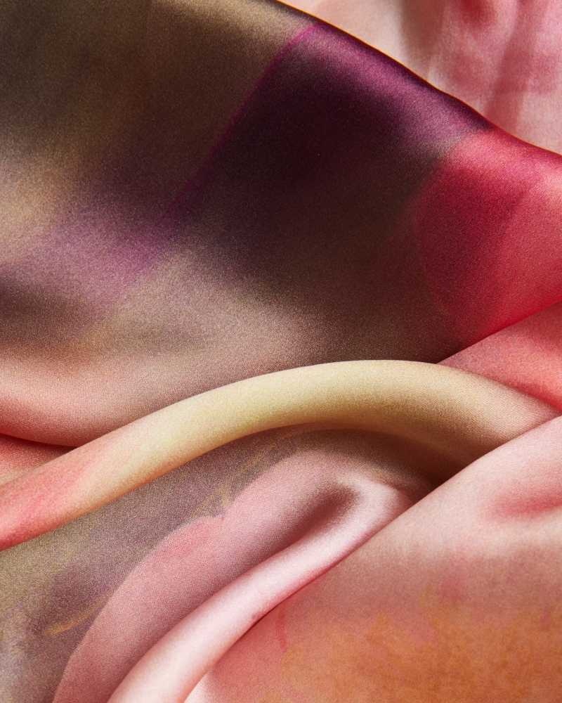 Light Pink Ted Baker Bettiio Blurred Floral Long Silk Scarf | US0001900