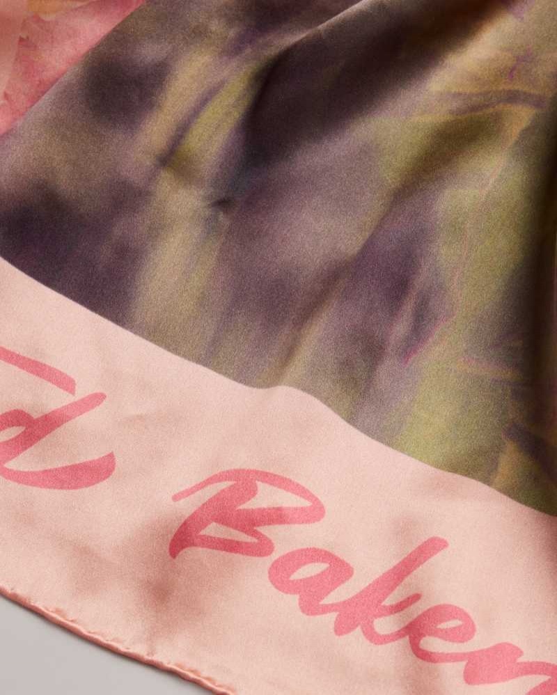 Light Pink Ted Baker Bettiio Blurred Floral Long Silk Scarf | US0001900