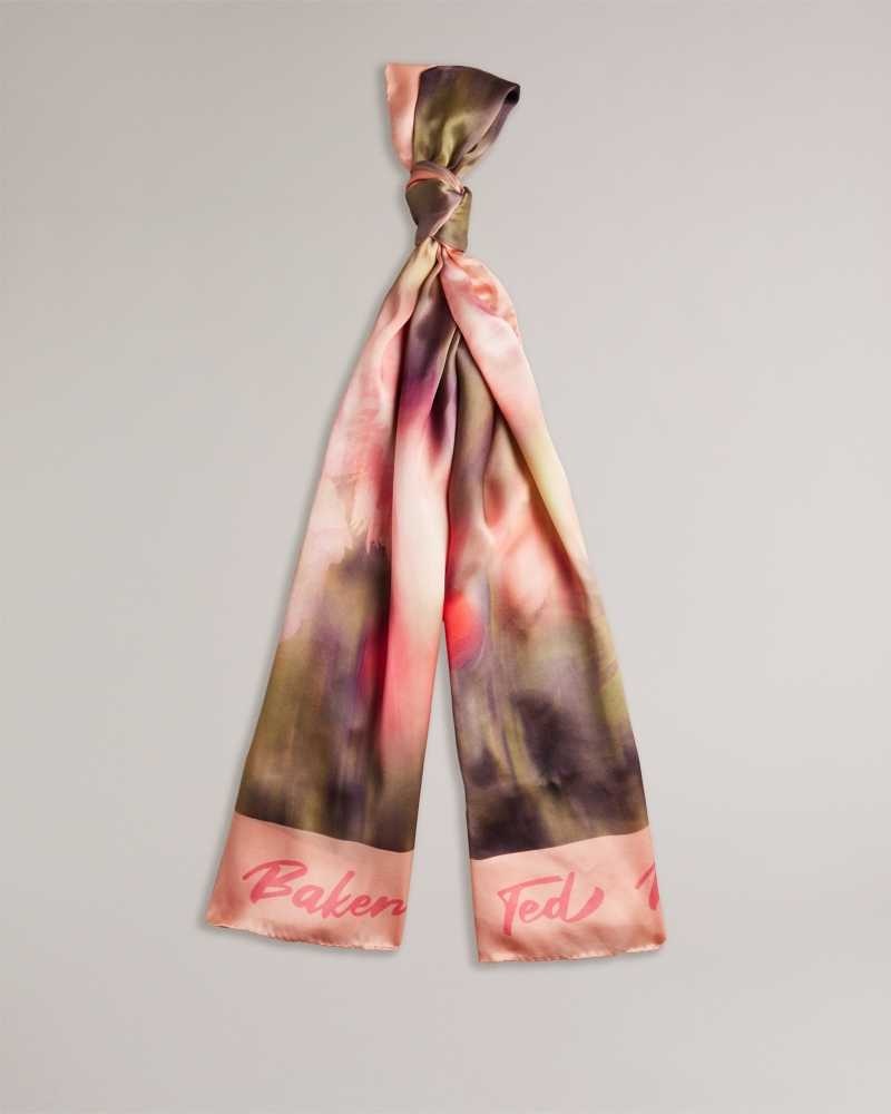 Light Pink Ted Baker Bettiio Blurred Floral Long Silk Scarf | US0001900