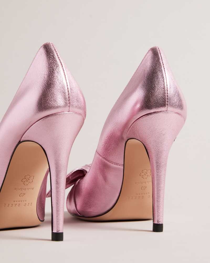 Light Pink Ted Baker Ryal Metallic Court Shoes | US0002106