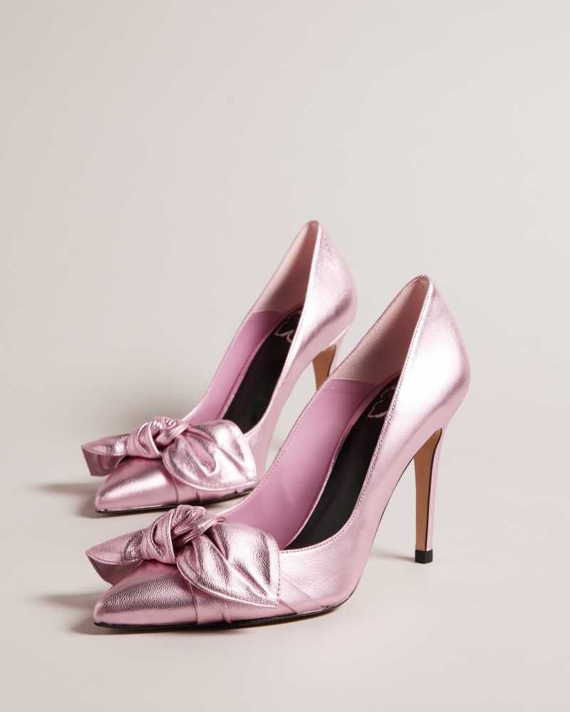 Light Pink Ted Baker Ryal Metallic Court Shoes | US0002106