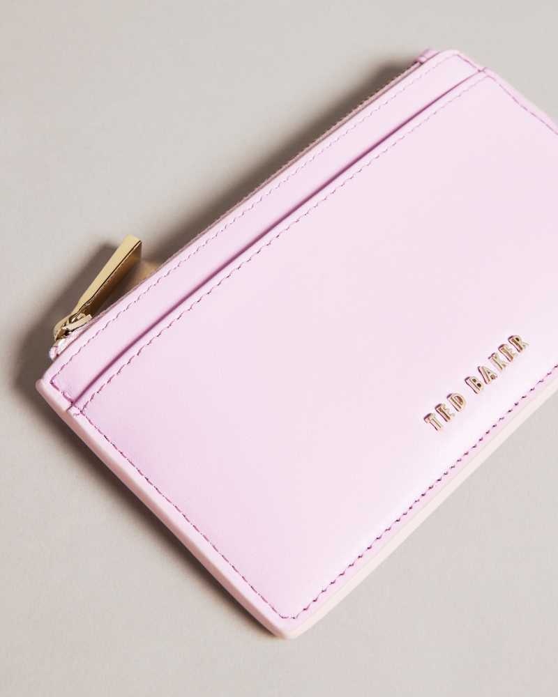 Light Pink Ted Baker Samie Coated Zip Card Holder Cardholders | US0001408