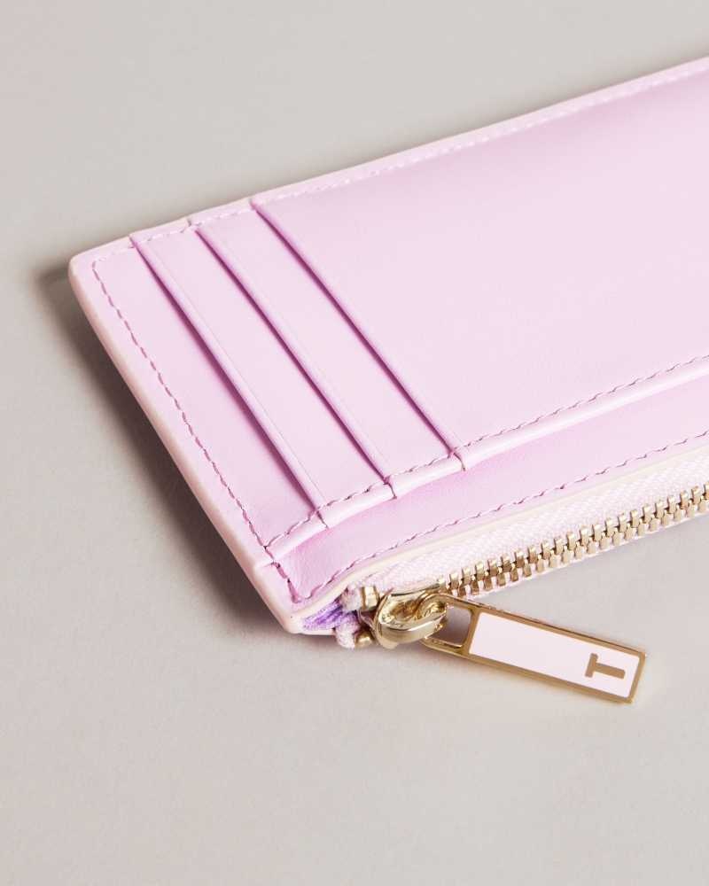 Light Pink Ted Baker Samie Coated Zip Card Holder Cardholders | US0001408