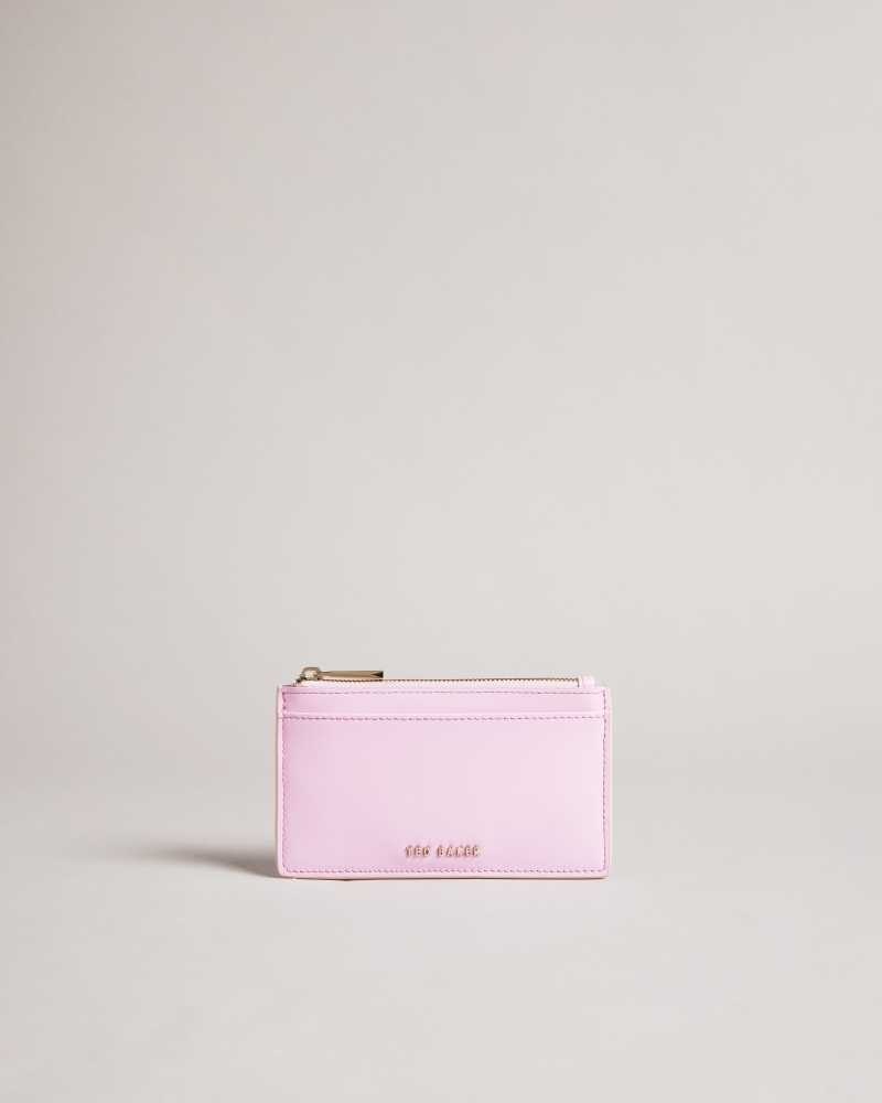 Light Pink Ted Baker Samie Coated Zip Card Holder Cardholders | US0001408