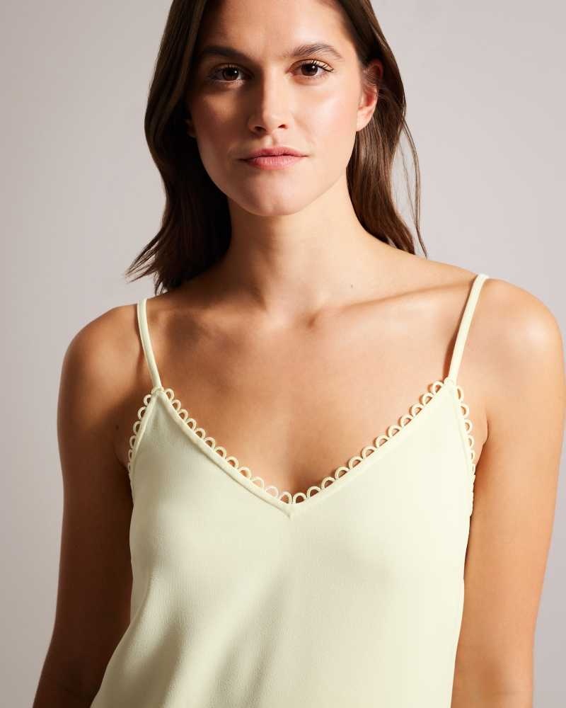 Light Yellow Ted Baker Andreno Strappy Cami With Looped Trims | US0000966