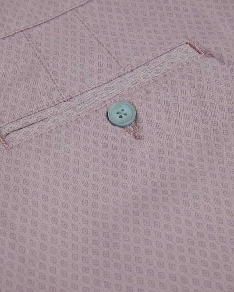 Lilac Ted Baker Estate Geometric Print Cotton Shorts | US0000673