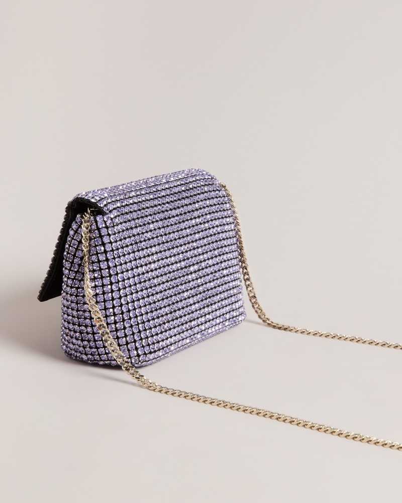 Lilac Ted Baker Gliters Crystal Mini Cross Body Bag | US0001368