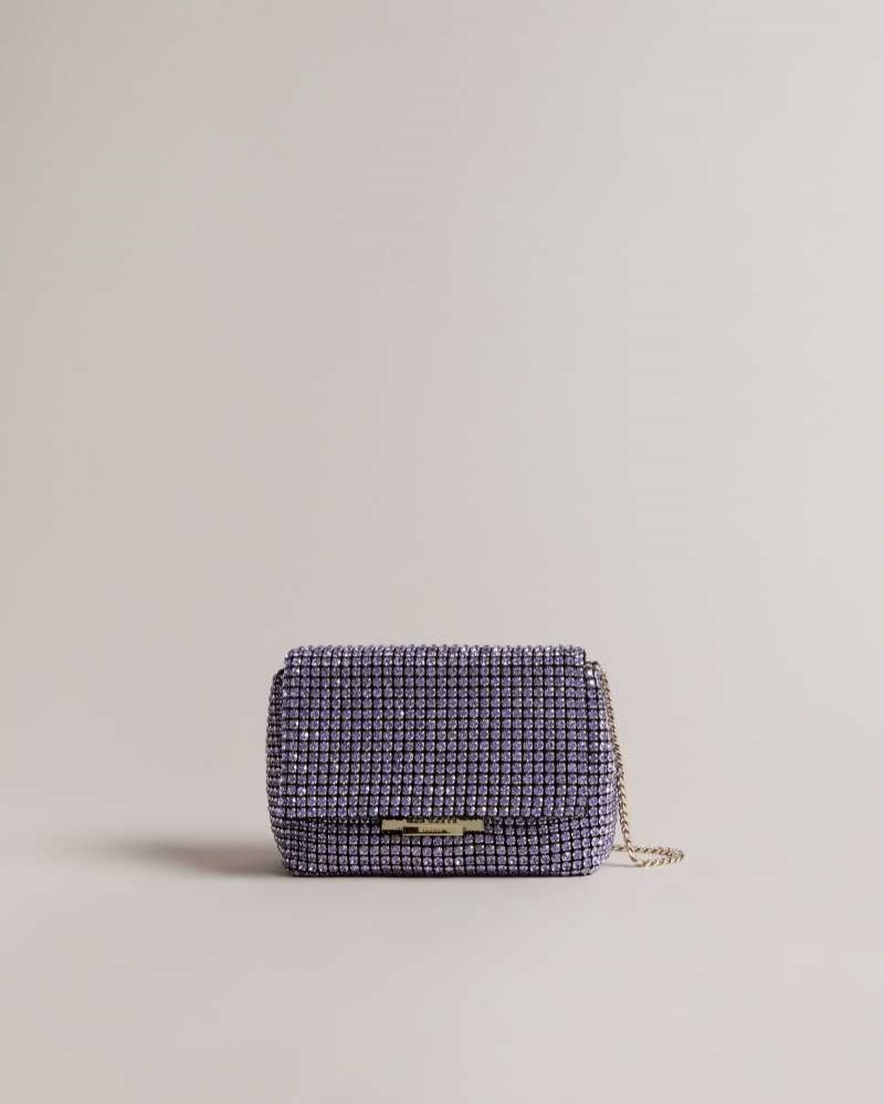 Lilac Ted Baker Gliters Crystal Mini Cross Body Bag | US0001368