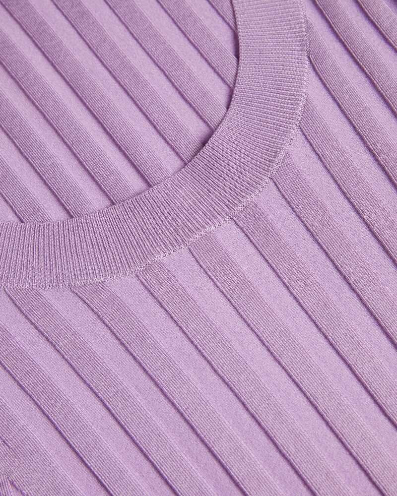 Lilac Ted Baker Jolia Rib Engineered Knit Top | US0000364