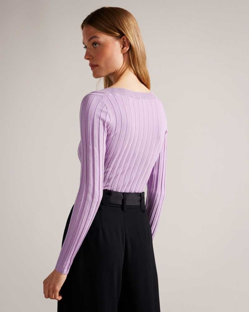 Lilac Ted Baker Jolia Rib Engineered Knit Top | US0000364