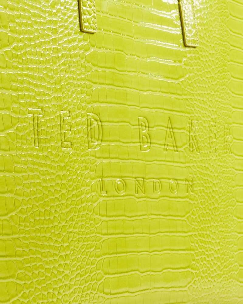 Lime Ted Baker Allicon Mock Croc Icon Tote Bag | US0001531