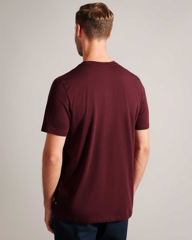 Maroon Ted Baker Broni Short Sleeve Branded T-Shirt | US0000857