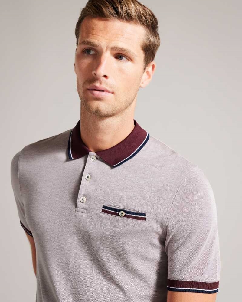 Maroon Ted Baker Chipa Short Sleeve Polo Shirt | US0000503