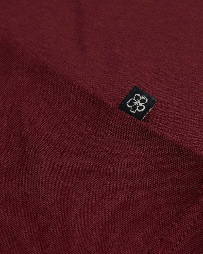 Maroon Ted Baker Tortila Polo Shirt With Striped Details | US0001062