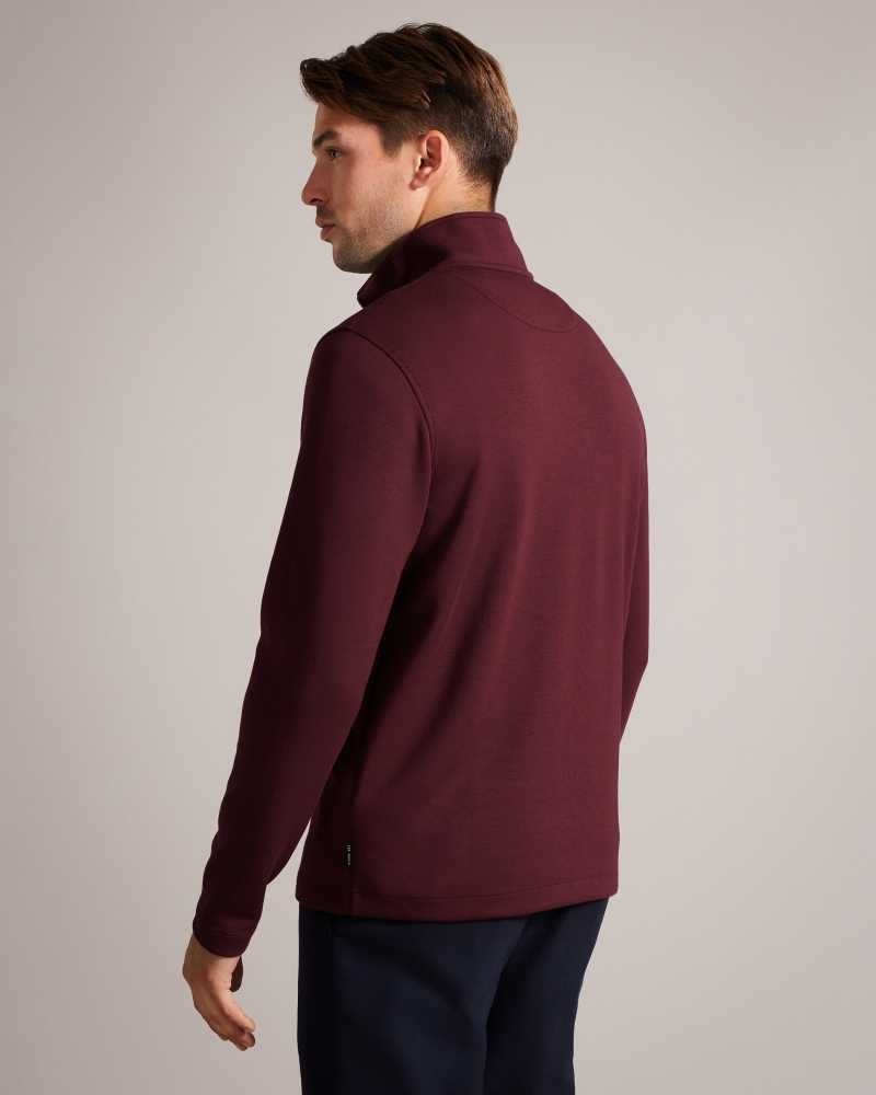 Maroon Ted Baker Veller Long Sleeve Half Zip Jumper | US0000352