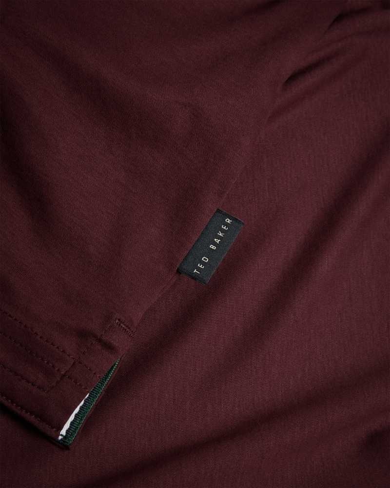 Maroon Ted Baker Zeiter Short Sleeve Slim Fit Polo Shirt | US0000566