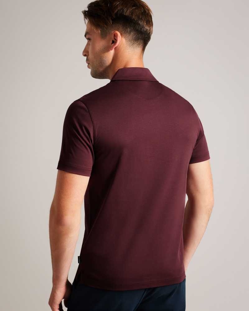 Maroon Ted Baker Zeiter Short Sleeve Slim Fit Polo Shirt | US0000566