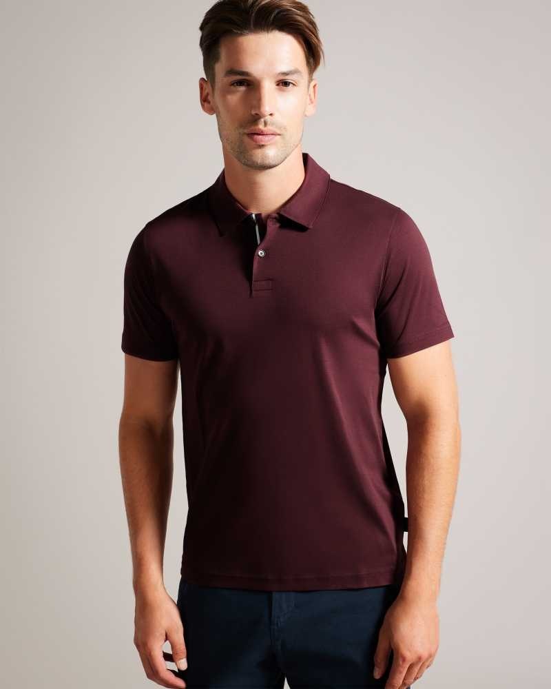 Maroon Ted Baker Zeiter Short Sleeve Slim Fit Polo Shirt | US0000566