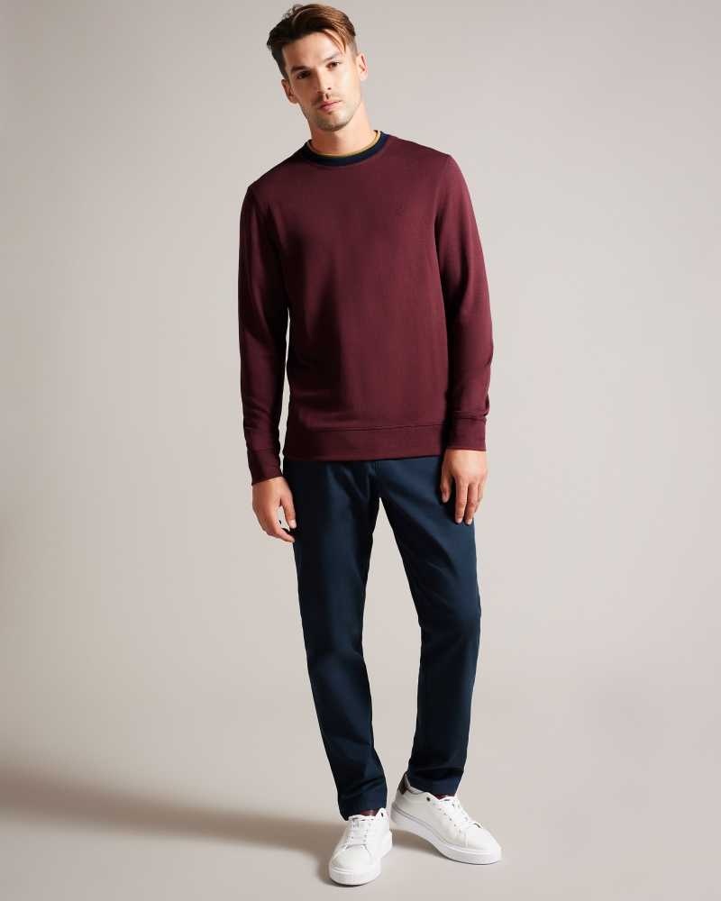 Maroon Ted Baker Zylem Long Sleeve Soft Touch Sweatshirt | US0000801